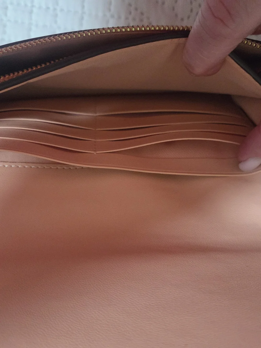 Coach Signature Canvas Crossbody with Tan Logo and Pink Strap